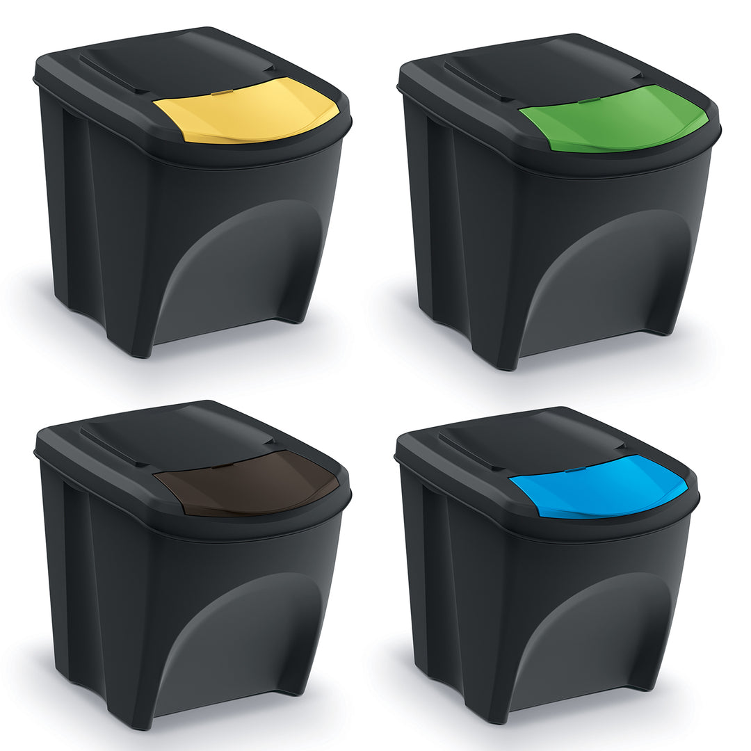 Keden Sortibox  Set di contenitori per la raccolta differenziata 4x25L nero