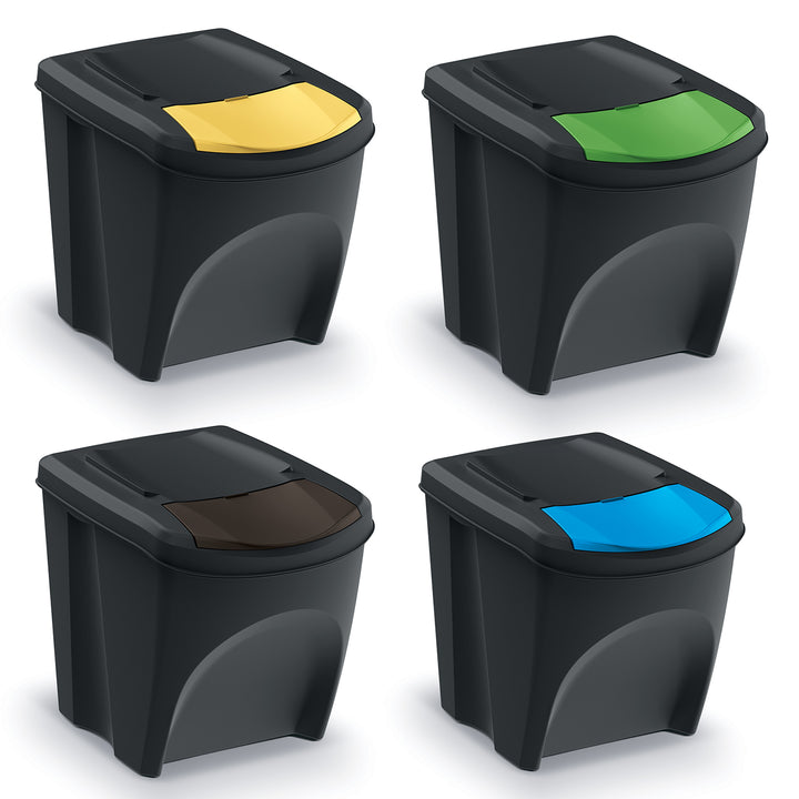 Keden Sortibox  Set di contenitori per la raccolta differenziata 4x25L nero