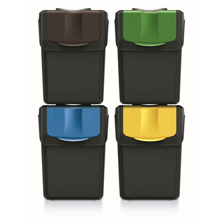 Keden Sortibox 4x20l Set di contenitori per la raccolta differenziata nero