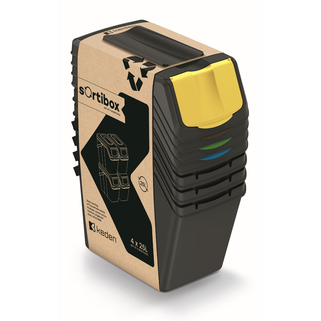 Kaden SORTI BOX Cestini per rifiuti 4x25l. Pattumiere per la raccolta differenziata - nero
