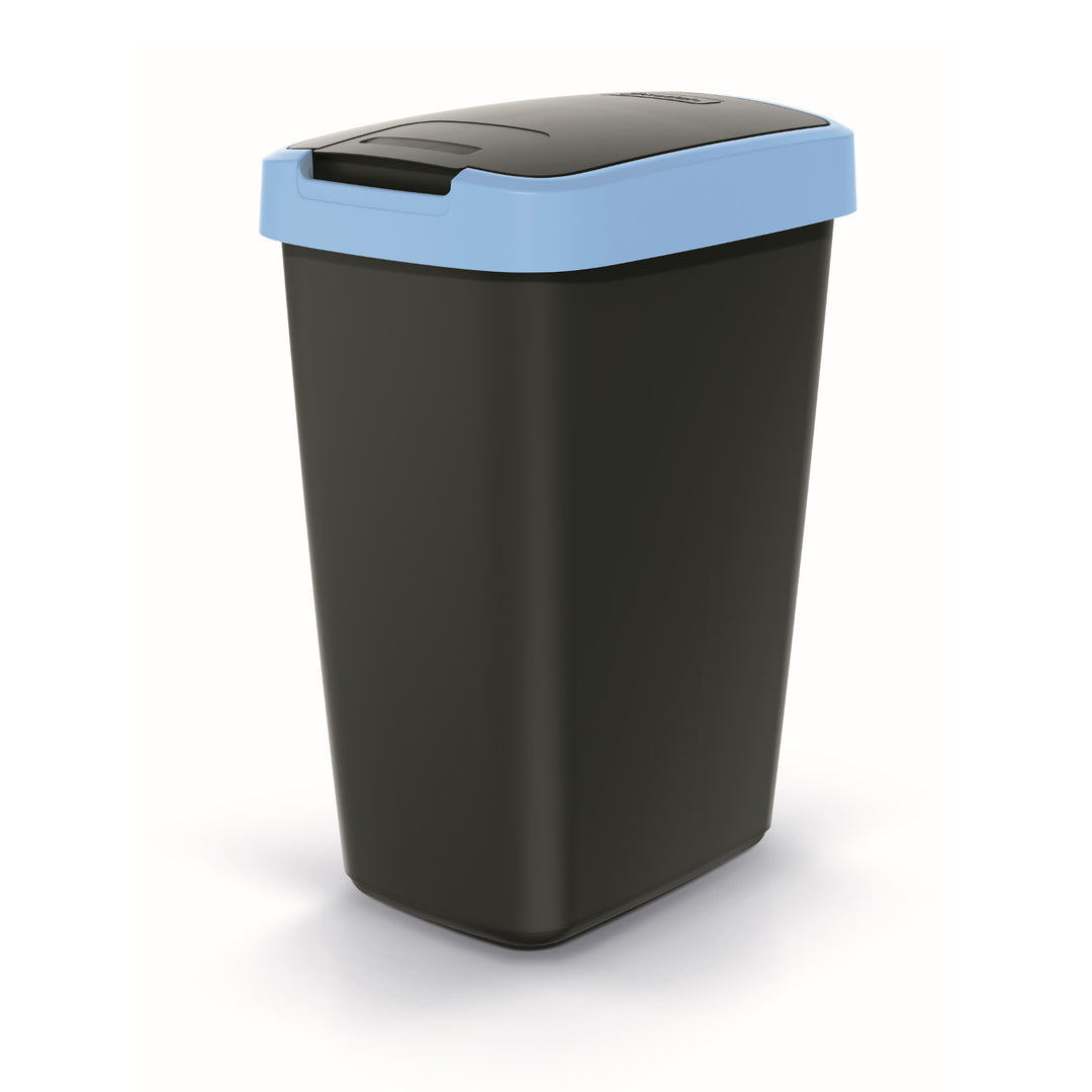 Keden COMPACTA Q Cestino per rifiuti con sportello- nero con bordo blu 12l