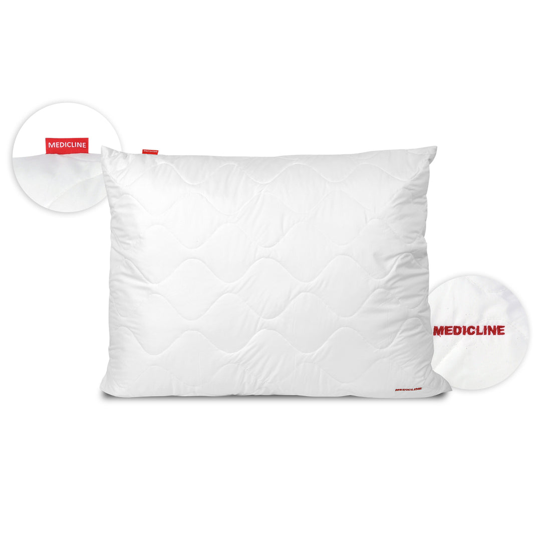 Cuscino Medicline 80x80cm Materiale della fodera in microfibra Peso: 60-80 g/m2 Materiale di riempimento in silicone Ipoallergenico Lavabile fino a 30 gradi (80 x 80 cm, bianco imbottito)