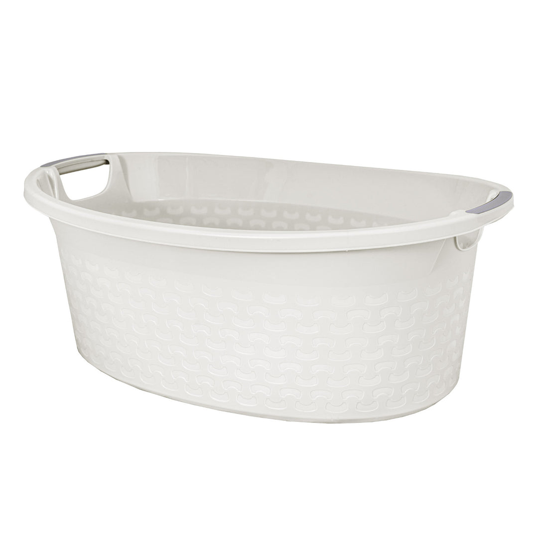 BranQ Cotton 60l, Cesto ovale per il bucato, colore bianco antico Portabiancheria