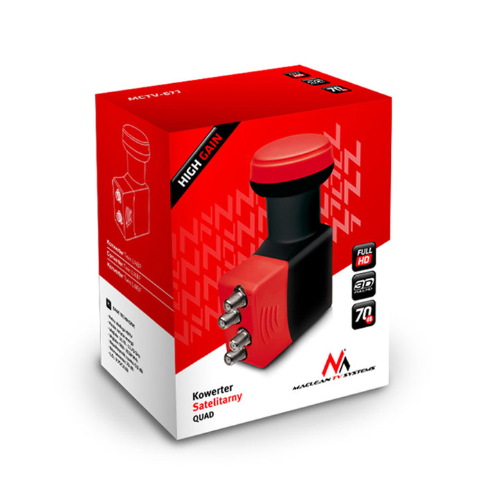 Konwerter satelitarny Maclean, LNB, quadruplo, alto guadagno, + 4x wtyki F, MCTV-671