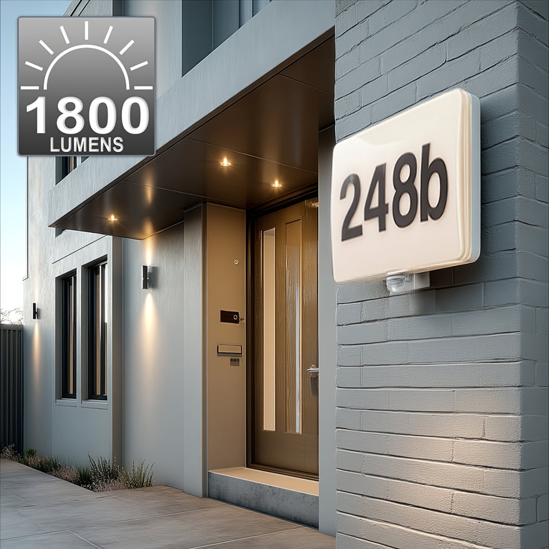 Lampada LED Maclean, numero civico, sensore crepuscolare e di movimento, dimmerabile, 20W, IP65, colore neutro (4000K), 1600lm, MCE466 W