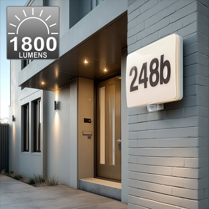 Lampada LED Maclean, numero civico, sensore crepuscolare e di movimento, dimmerabile, 20W, IP65, colore neutro (4000K), 1600lm, MCE466 W