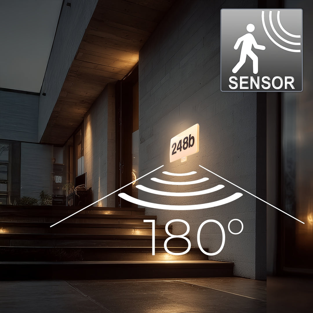 Lampada LED Maclean, numero civico, sensore crepuscolare e di movimento, dimmerabile, 20W, IP65, colore neutro (4000K), 1600lm, MCE466 W