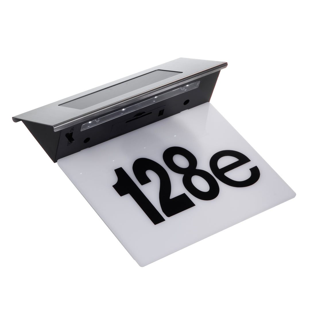 Lampada solare a LED con numero civico Maclean, IP44, 1W, 60lm, 6000K, batteria ricaricabile da 600 mAh, 2,5V DC 70mA, MCE423