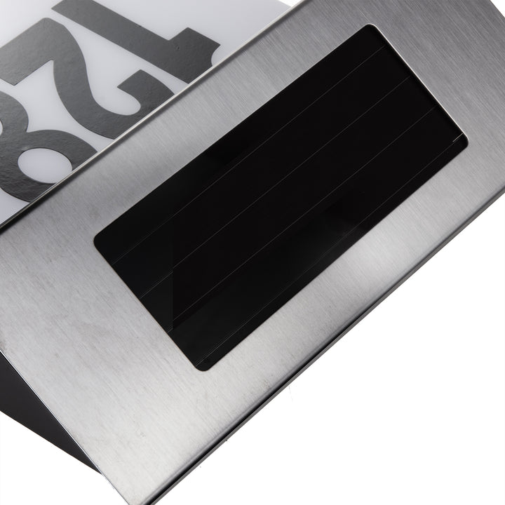 Lampada solare a LED con numero civico Maclean, IP44, 1W, 60lm, 6000K, batteria ricaricabile da 600 mAh, 2,5V DC 70mA, MCE423