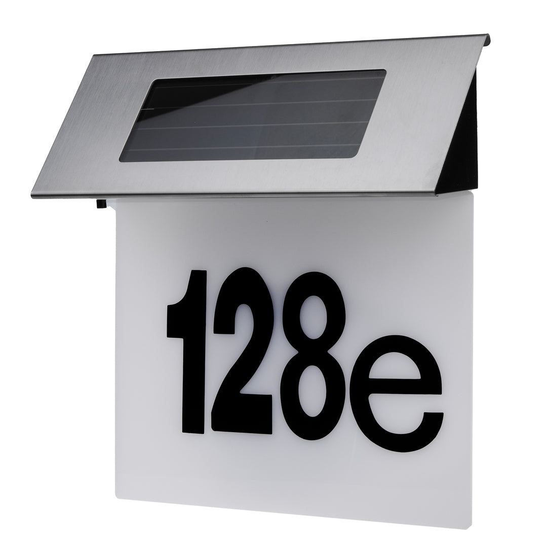 Lampada solare a LED con numero civico Maclean, IP44, 1W, 60lm, 6000K, batteria ricaricabile da 600 mAh, 2,5V DC 70mA, MCE423