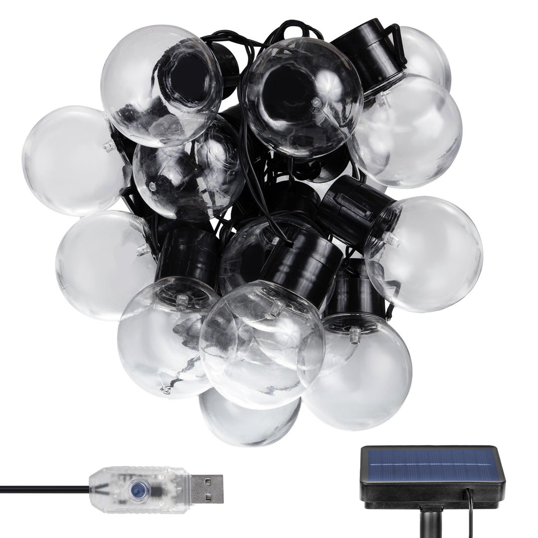 Ghirlanda solare da giardino LED 2in1 Maclean, IP44,  20 led 3W, 10lm, 3000K, Batteria ricaricabile 2*600 mAh, 5V DC, 7m, MCE424