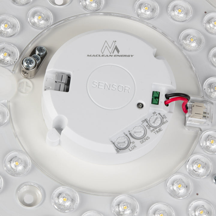 Lampada a sensore LED da soffitto Maclean, sensore a microonde 5,8GHz, 4000K, 12W, 950lm, IP44, MCE347