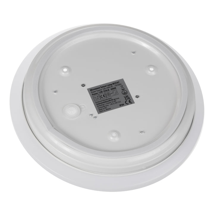 Lampada a sensore LED da soffitto Maclean, sensore a microonde 5,8GHz, 4000K, 12W, 950lm, IP44, MCE347