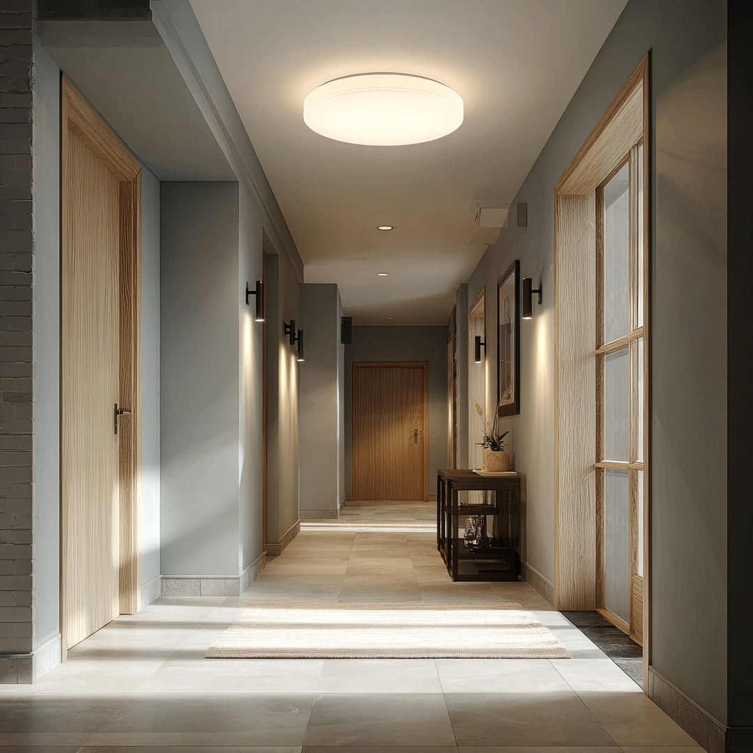 Lampada a sensore LED da soffitto Maclean, sensore a microonde 5,8GHz, 4000K, 12W, 950lm, IP44, MCE347