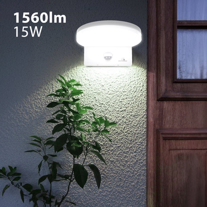 Lampada LED con sensore di movimento PIR, e sensore crepuscolare bianco, 15W, IP65, 1560lm, bianco neutro (4000K) MCE344 W