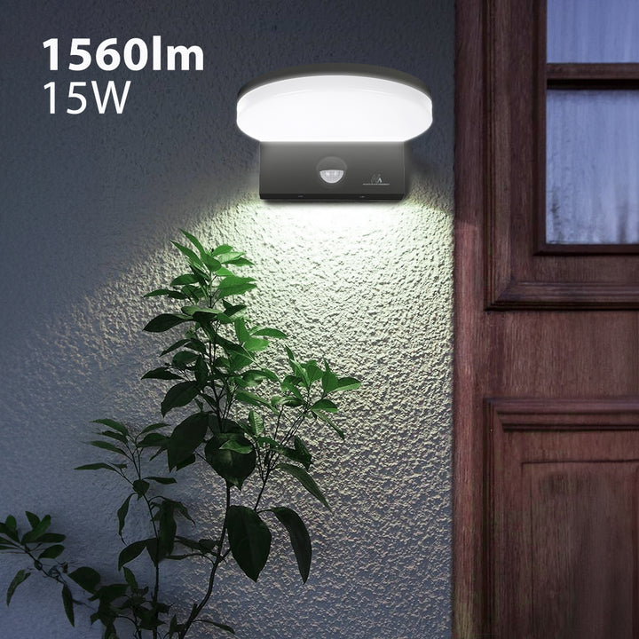 Lampada LED Maclean con sensore creouscolare, sensore di movimento PIR, nero, 15W, IP65, 1560lm, bianco neutro (4000K) MCE344 B