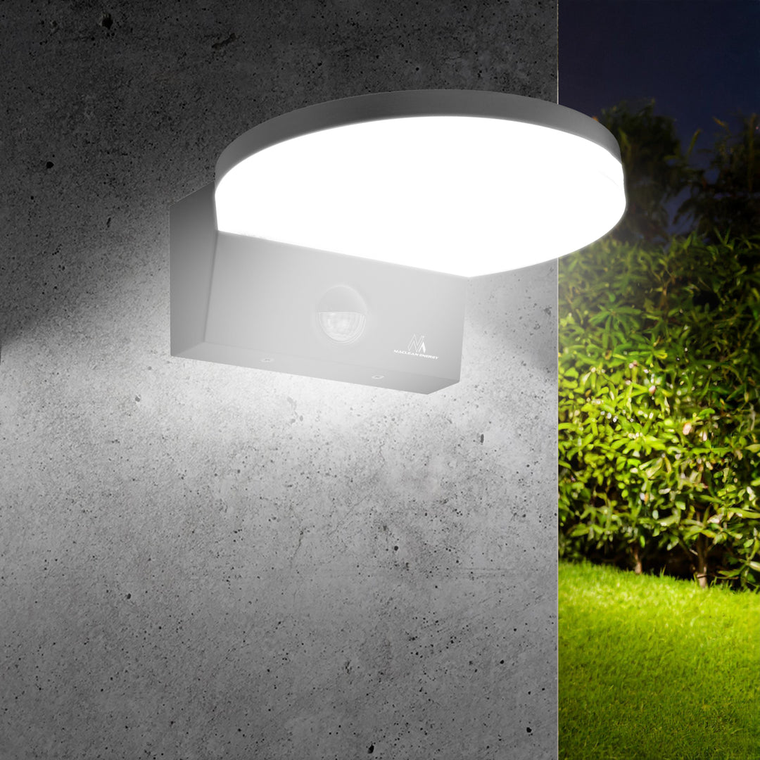 Lampada LED Maclean con sensore creouscolare, sensore di movimento PIR, nero, 15W, IP65, 1560lm, bianco neutro (4000K)  MCE344 GR
