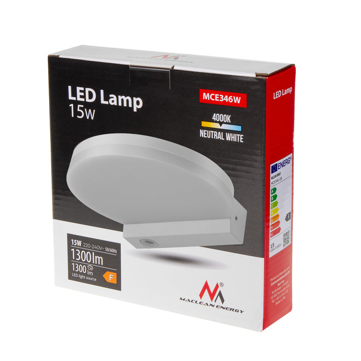 Lampada LED Maclean, bianca, 15W, IP65, 1300lm, bianco neutro (4000K) MCE346 W