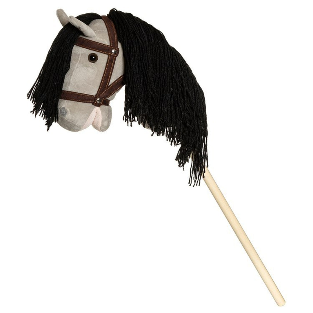 Cavallo di peluche grigio con redini marroni 80 cm