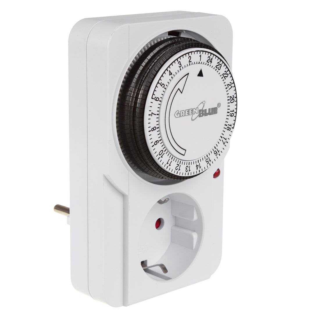 Interruttore temporizzatore meccanico GreenBlue, 48 programmi, carico massimo 16A, IP20, GB360 F