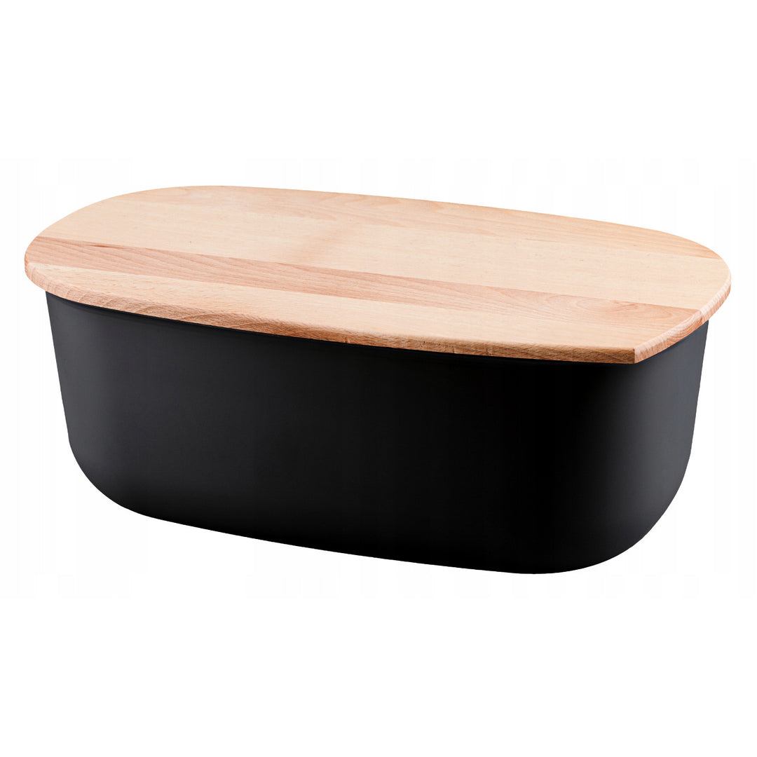 Cestino per il pane Practic, Coperchio legno di faggio, BFA Free, nero Portapane con Coperchio
