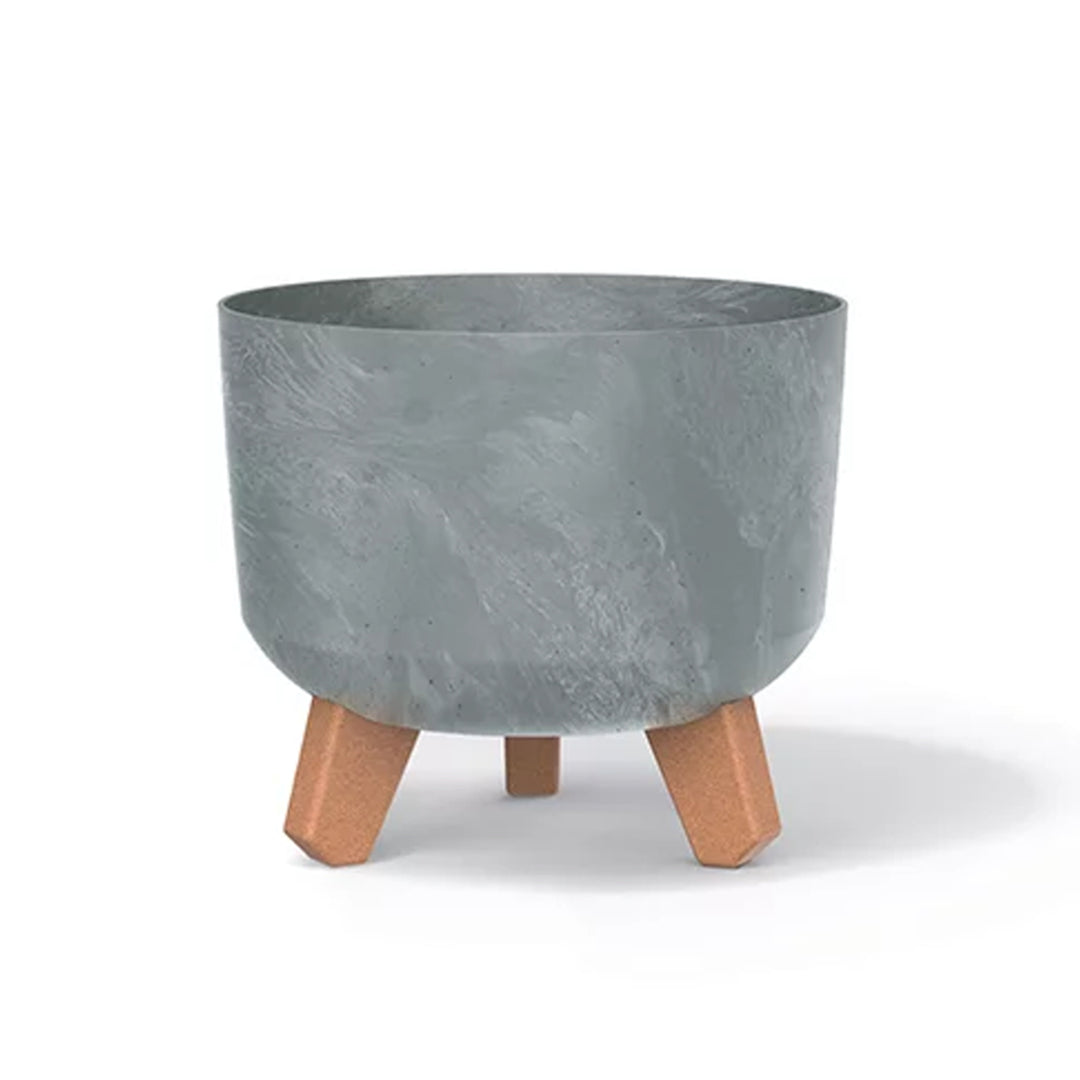 Prosperplast Gracia vaso da fiori effetto cemento con gambe rimovibili, adatto per uso interno ed esterno, in plastica (cemento, ⌀ 200mm)