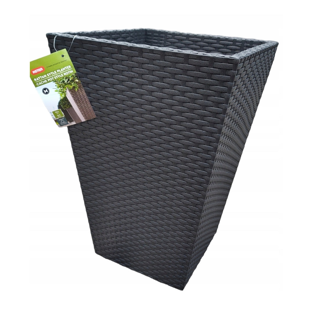 Vaso da fiori Keter, rettangolare, altezza 57 cm, antracite, fioriera in rattan M