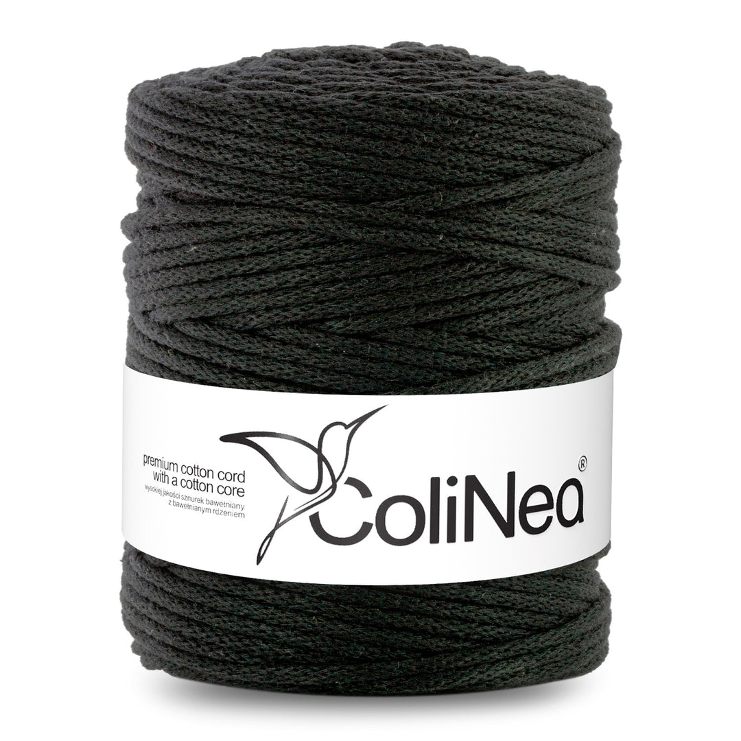 ColiNea, cordino in cotone con anima in cotone, intrecciato, 5 mm, 200 m, nero