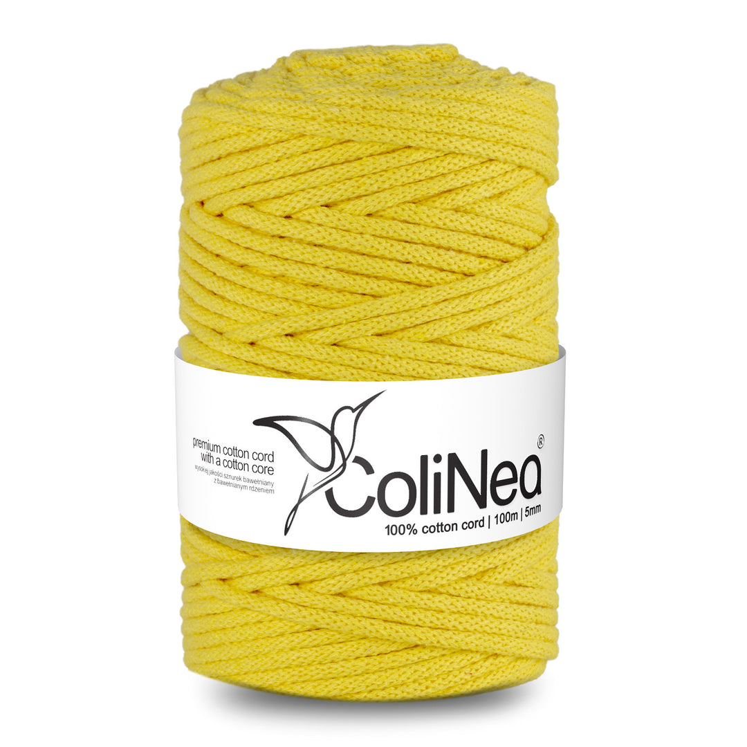 ColiNea, cordino in cotone con anima in cotone, intrecciato, 5mm, 100m, giallo chiaro, Uniicetto