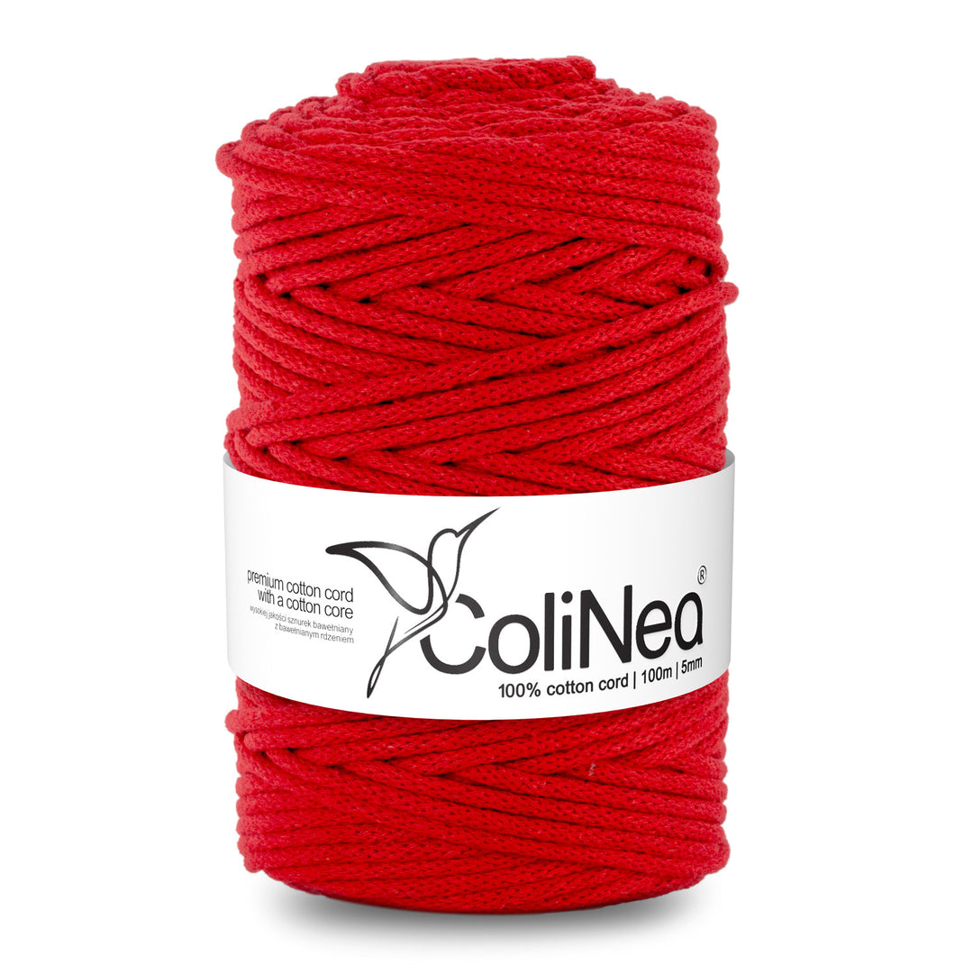ColiNea, cordino in cotone con anima in cotone, intrecciato, 5mm, 100m per Uncinetto 400 g