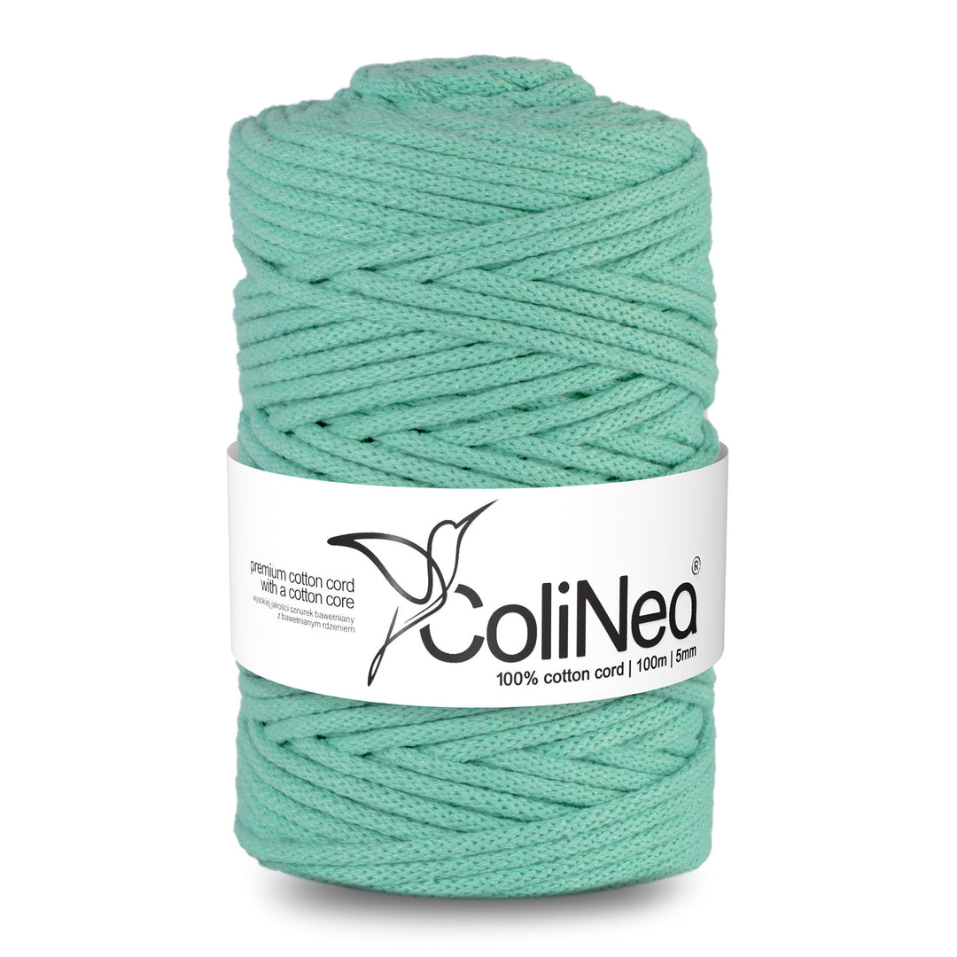 ColiNea, cordoncino in cotone con anima in cotone, intrecciato, 5 mm, 100 m, celeste
