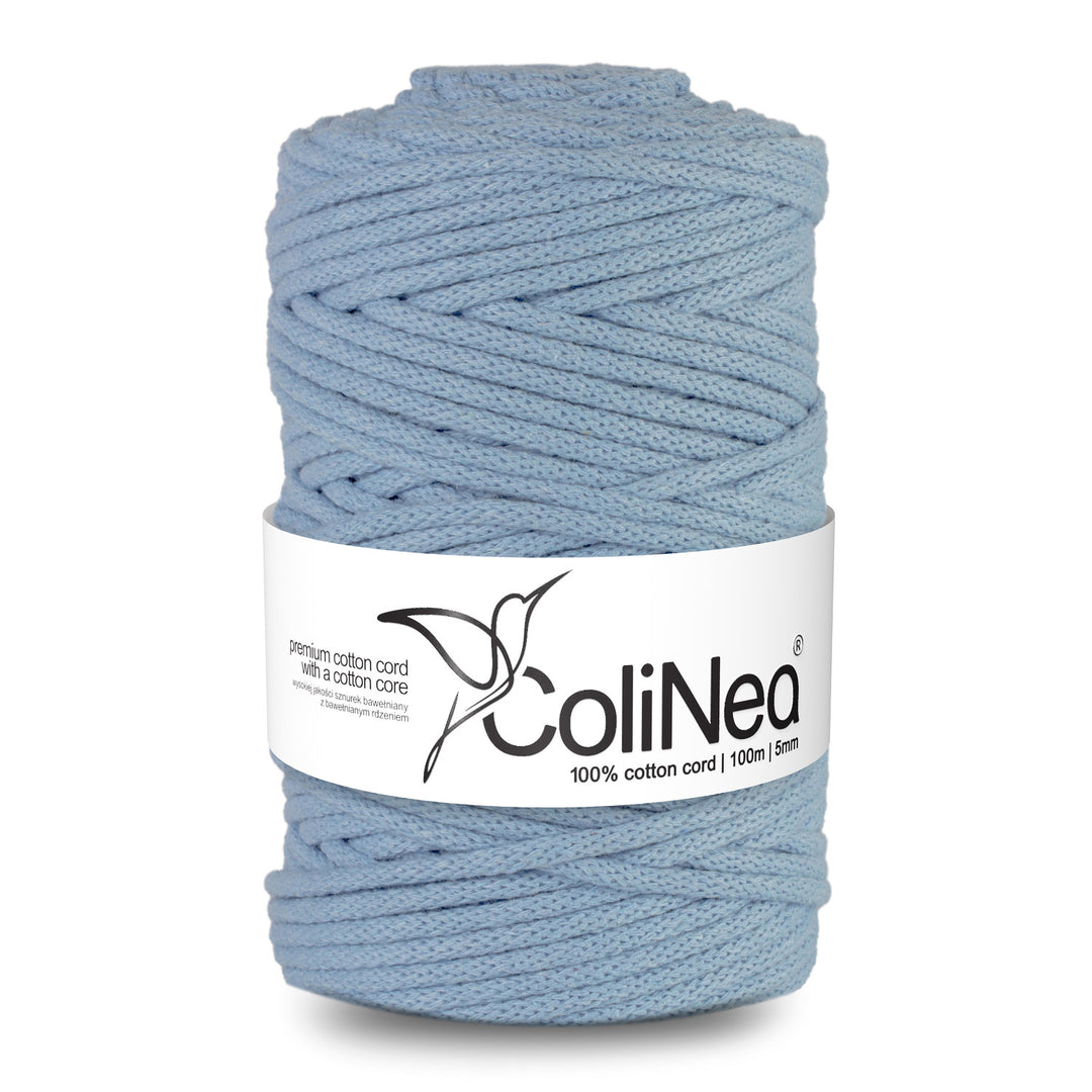ColiNea, cordino in cotone con anima in cotone, intrecciato, 5mm, 100m, blu