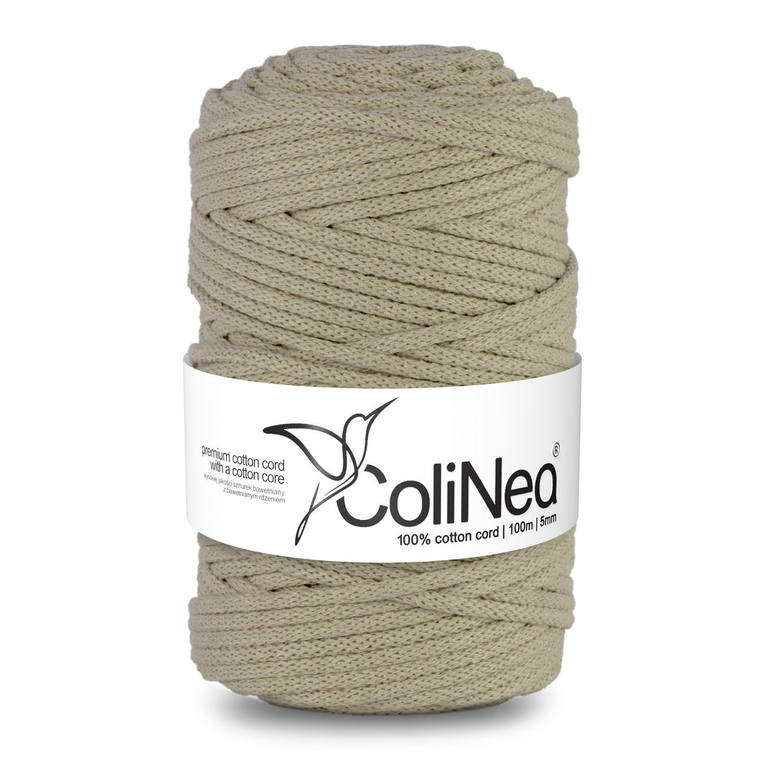 ColiNea, cordoncino in cotone con anima in cotone, intrecciato, 5mm, 100m, beige chiaro