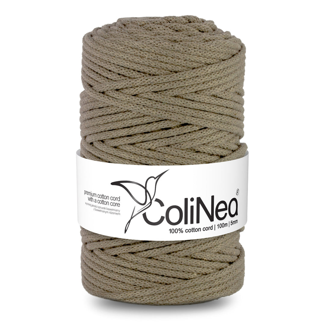 ColiNea, cordoncino in cotone con anima in cotone, intrecciato, 5mm, 100m, beige scuro