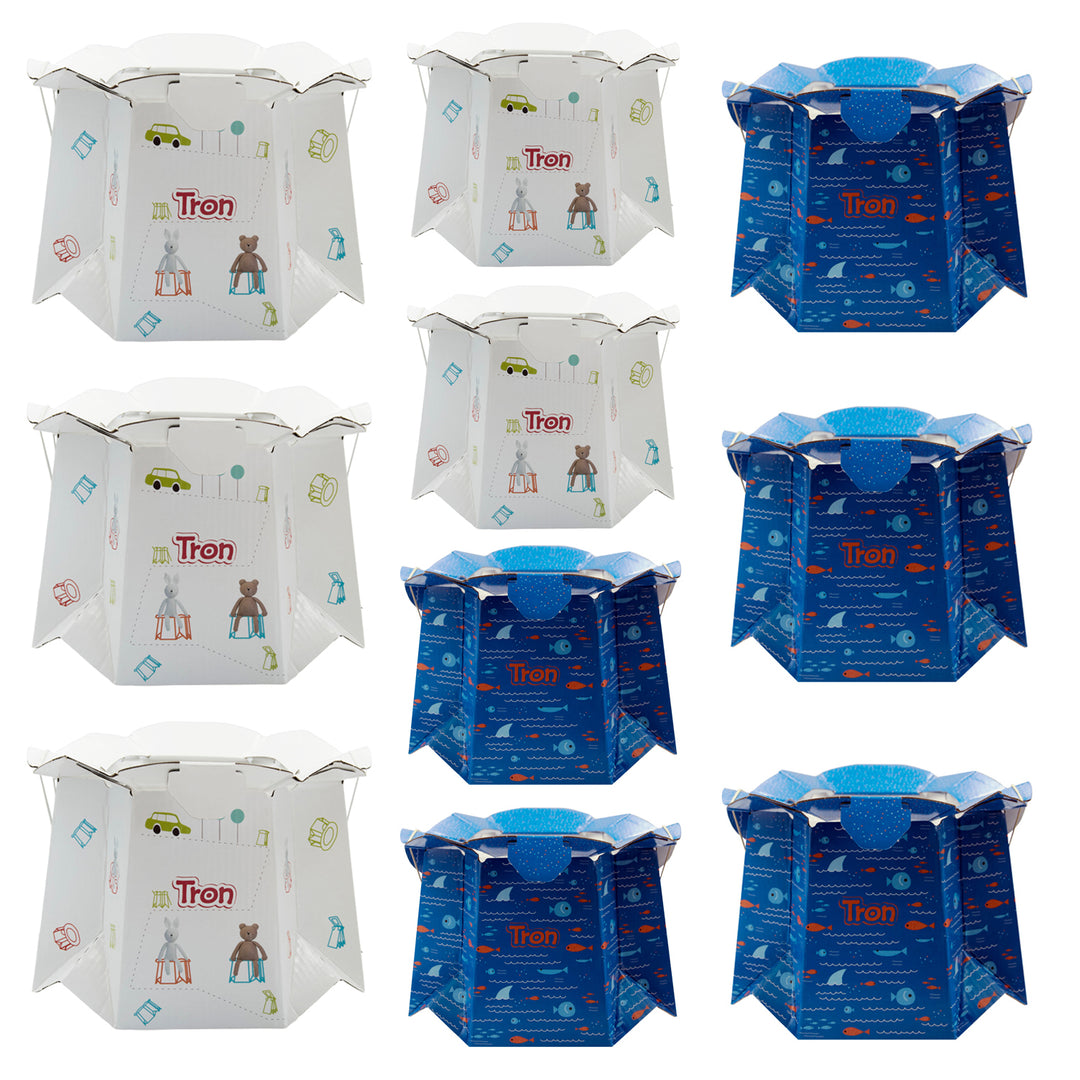 Vasino monouso Tron per bambini, orsacchiotto/ pesci, fino a 30 kg, set di 10 pezzi