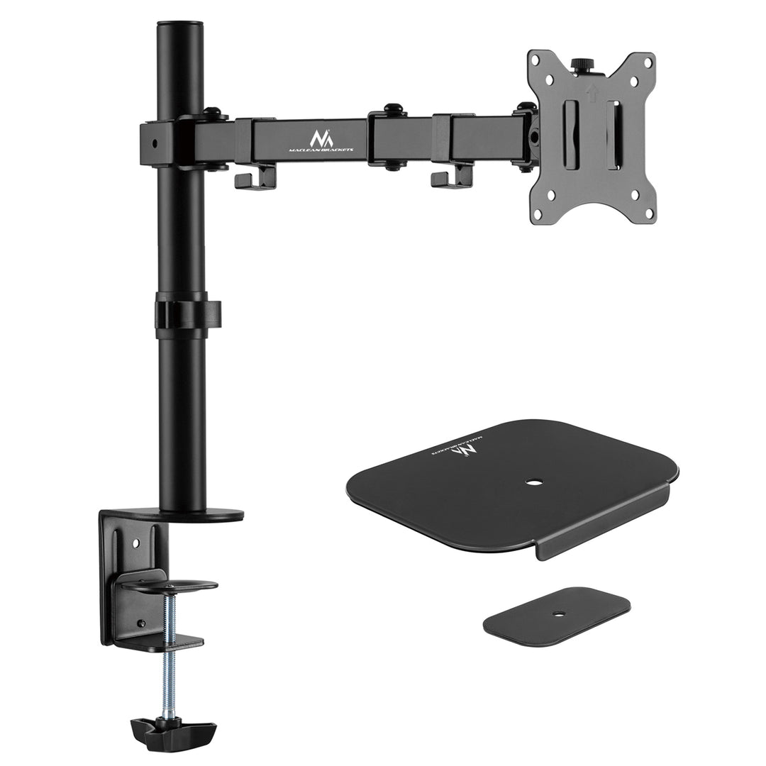 Supporto da tavolo Maclean per monitor LCD, doppio braccio, VESA 75x75 e 100x100, 17-32", 8 kg, MC-883 + Piastra di montaggio MC-929