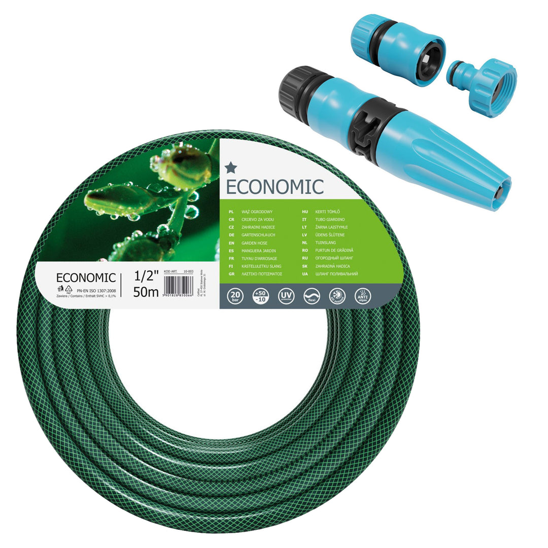 Cellfast Tubo da giardino economico da 1/2" 50m + irrigatore
