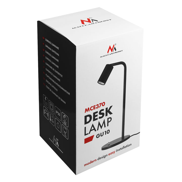 Lampada da tavolo Maclean GU10, spot, rotonda, GU10, con interruttore, nero, MCE370 B