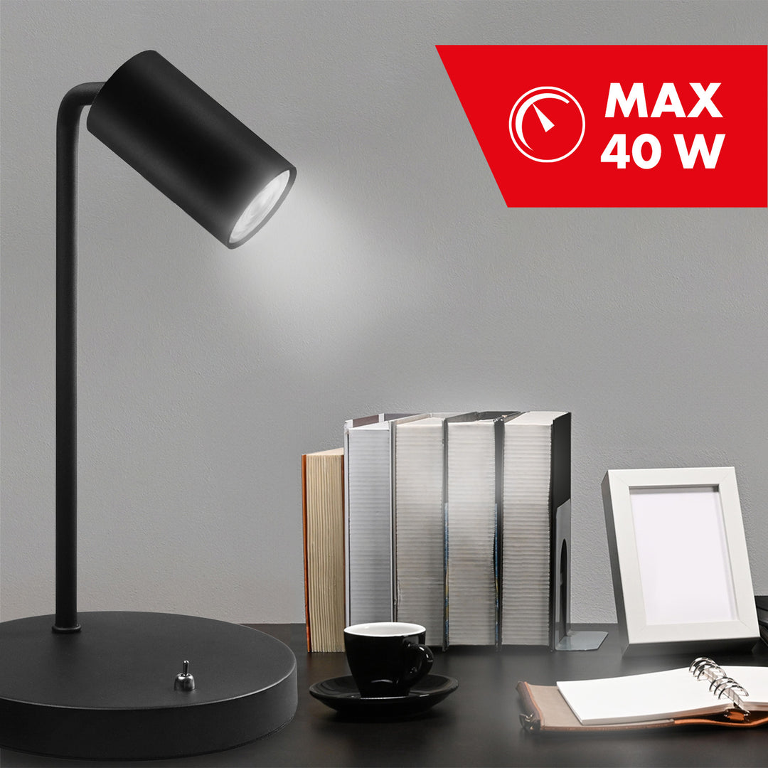 Lampada da tavolo Maclean GU10, spot, rotonda, GU10, con interruttore, nero, MCE370 B