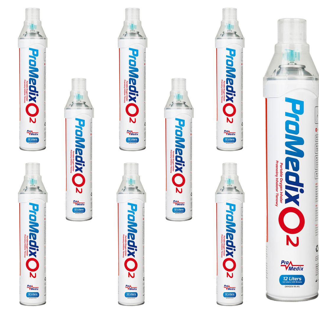 9x Bombolette Promedix 12L inalatore portatile di ossigeno in bombola al 99,4%, PR-994