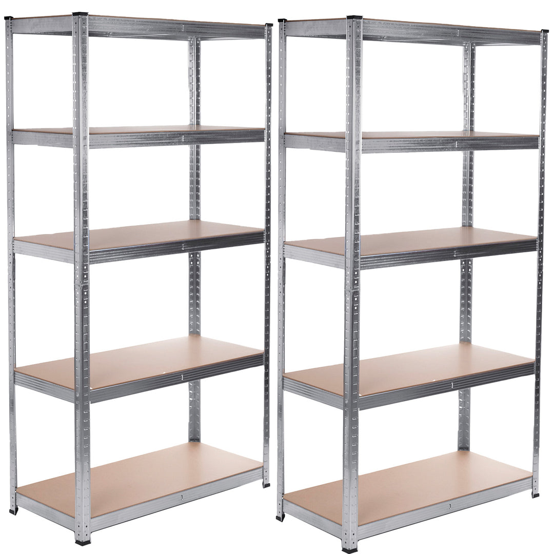 2x Scaffale portaoggetti in metallo 175kg x5 180x90x40cm Green Bluie, zincato, pieghevole, MDF, GB378