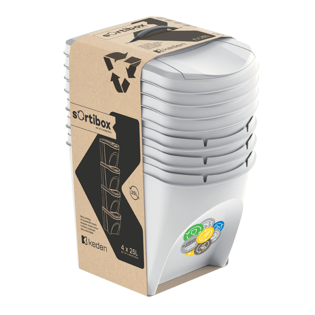 Set di cesti per la raccolta differenziata Sortibox 4x25L cenere IKWB25S4