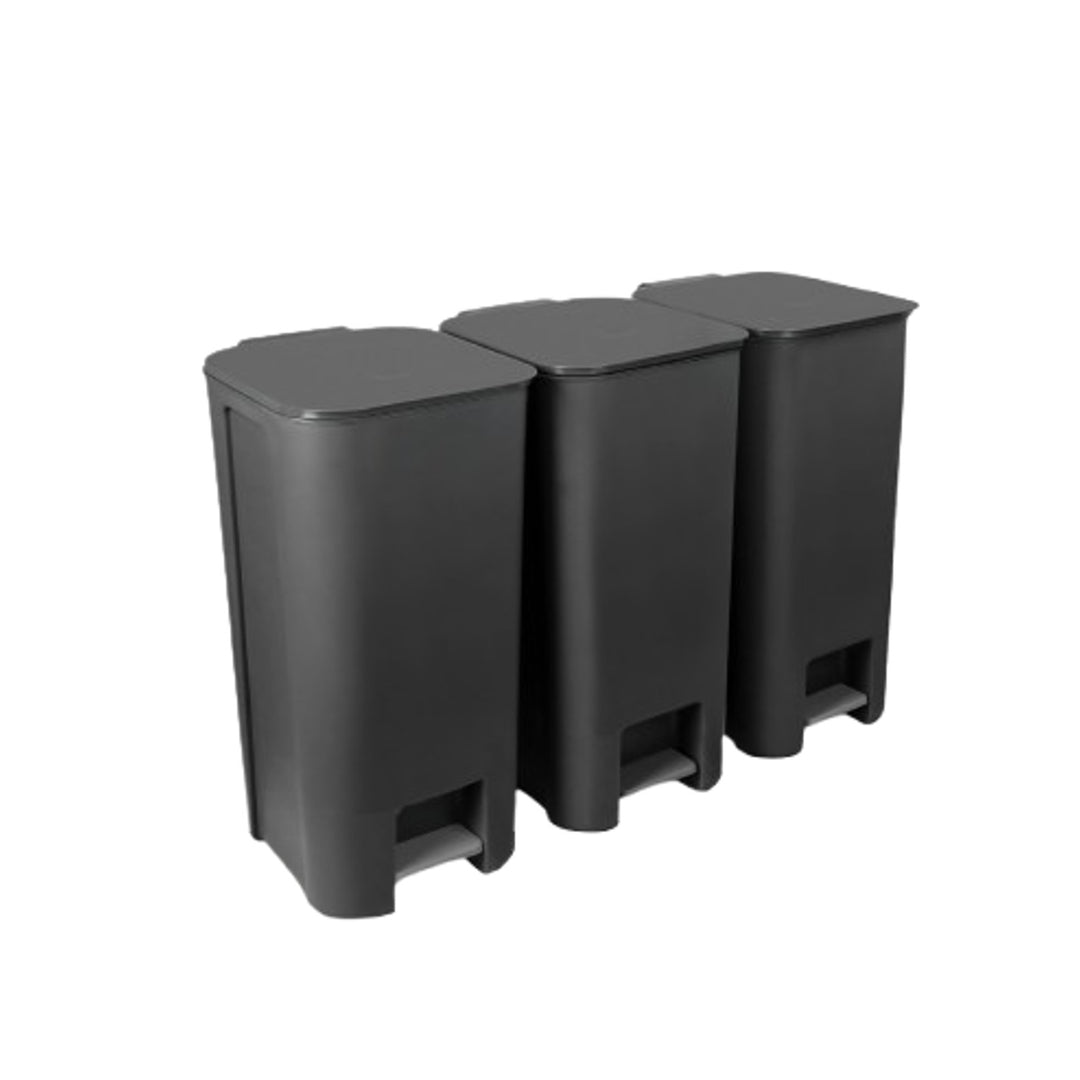 Set per il riciclaggio 3 x bidoni a pedale 40 L grafite scura Practic 10105593