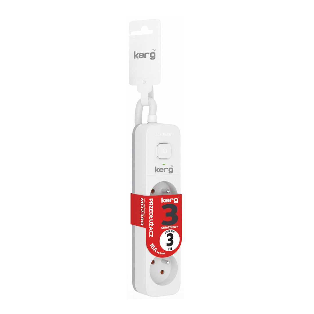 KERG cavo di prolunga con interruttore 3 prese bianco-grigio 3m 16A H05VV-F 3x1,5mm2