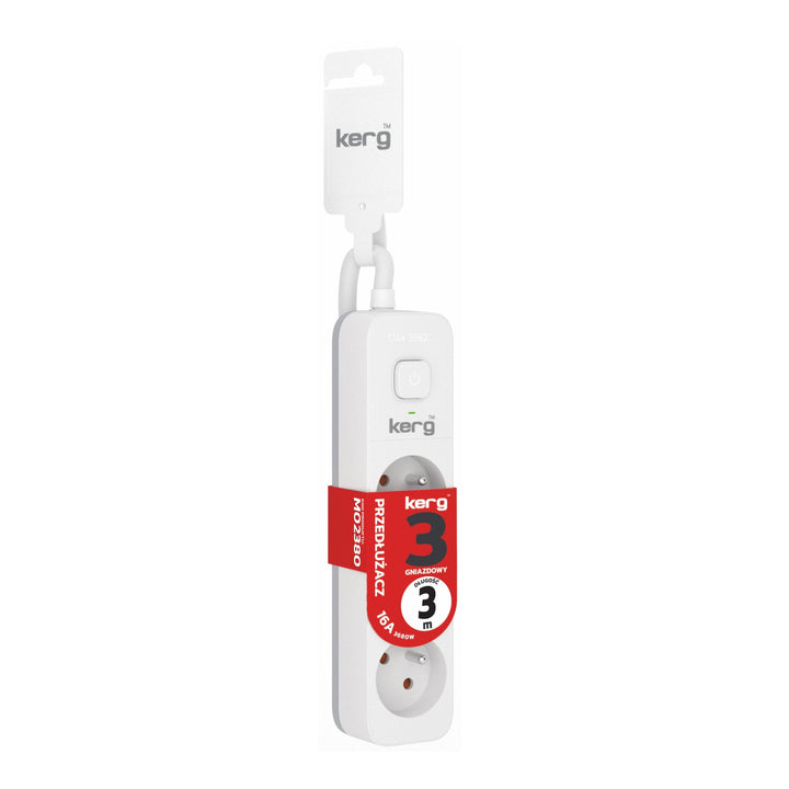KERG cavo di prolunga con interruttore 3 prese bianco-grigio 3m 16A H05VV-F 3x1,5mm2