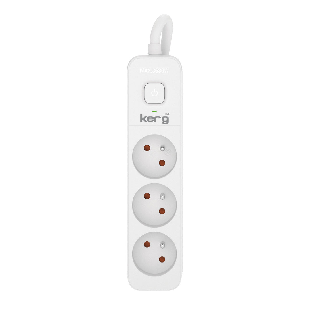 KERG cavo di prolunga con interruttore 3 prese bianco-grigio 3m 16A H05VV-F 3x1,5mm2
