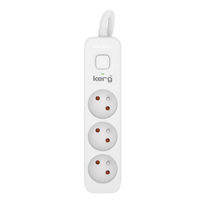 KERG cavo di prolunga con interruttore 3 prese bianco-grigio 3m 16A H05VV-F 3x1,5mm2