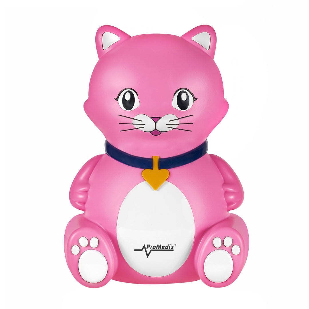 Inalatore Promedix per bambini, set nebulizzatore, maschere, filtri, PR-816 + termometro medico a infrarossi senza contatto Promedix PR-960, modello gatto