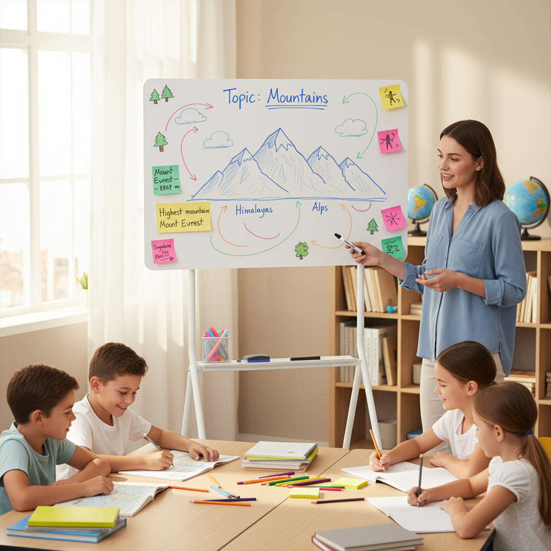 Lavagna cancellabile a secco Ergo Office, orientamento orizzontale, bianca, monofacciale, con ripiano, dimensioni lavagna 1190x790 mm, ER-306