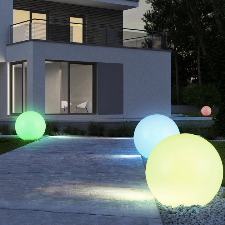 Lampada solare da giardino GB167 - Sfera 30x30x63cm, LED colorati, 4 pezzi